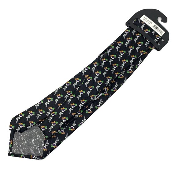 Keith Daniels Easter Black Neck Tie Polyester Bunny Rabbit 57" All Over - Picture 2 of 5